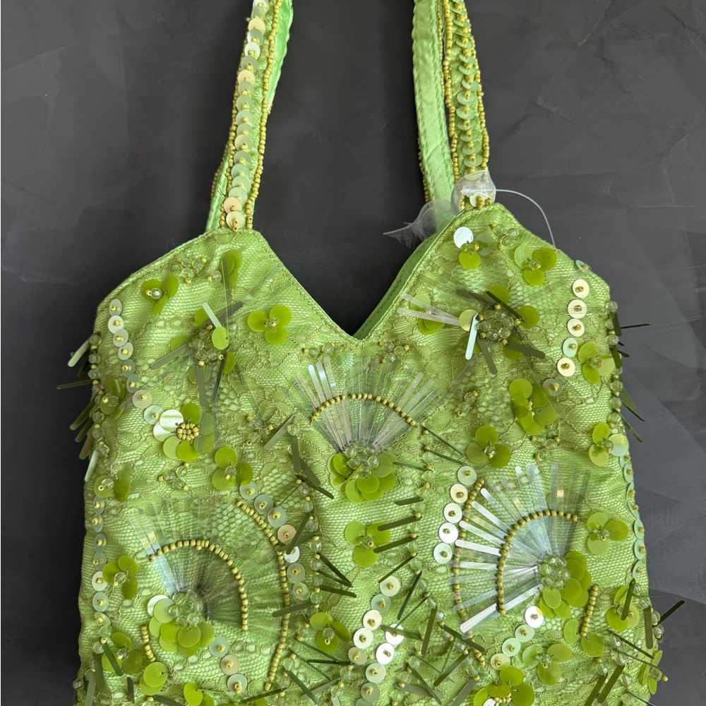 Green Sequin Embellished Summer Bag NWT